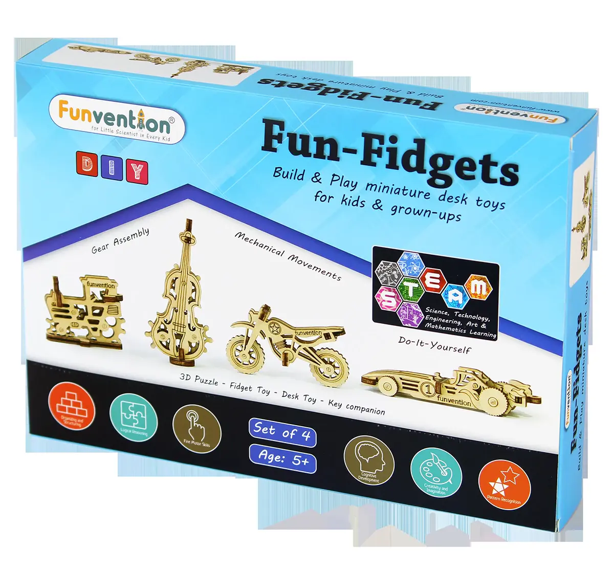 Funvention Fun Fidgets - Assorted - Set Of 4 Model Stem for Kids Age 5Y+