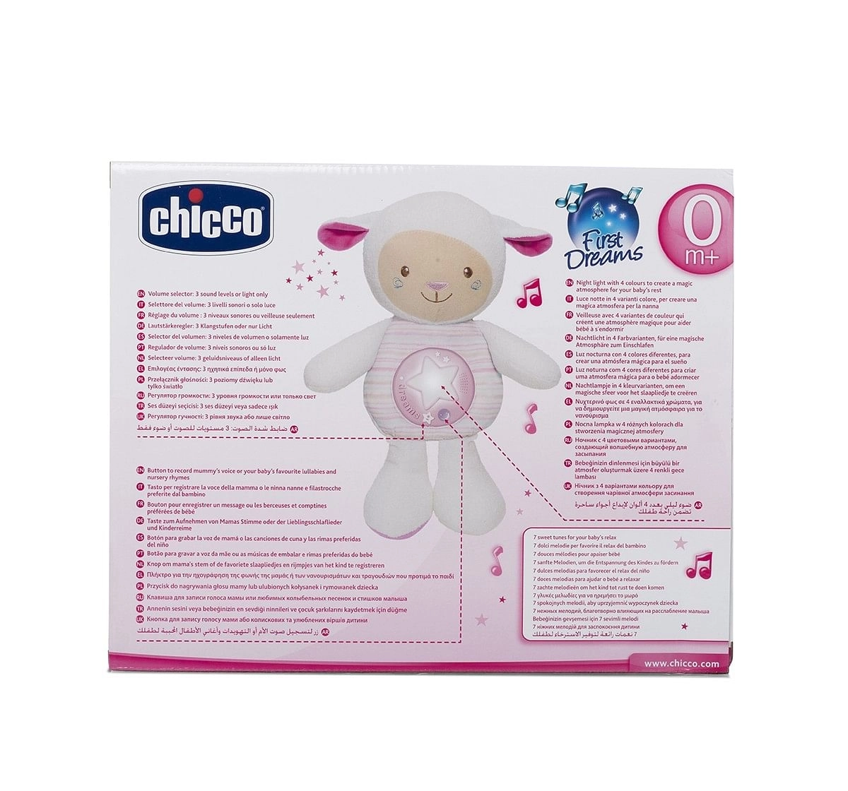 Chicco Mama Lullaby Sheep Toy with Voice Recording for New Born age 0M+ (Pink)