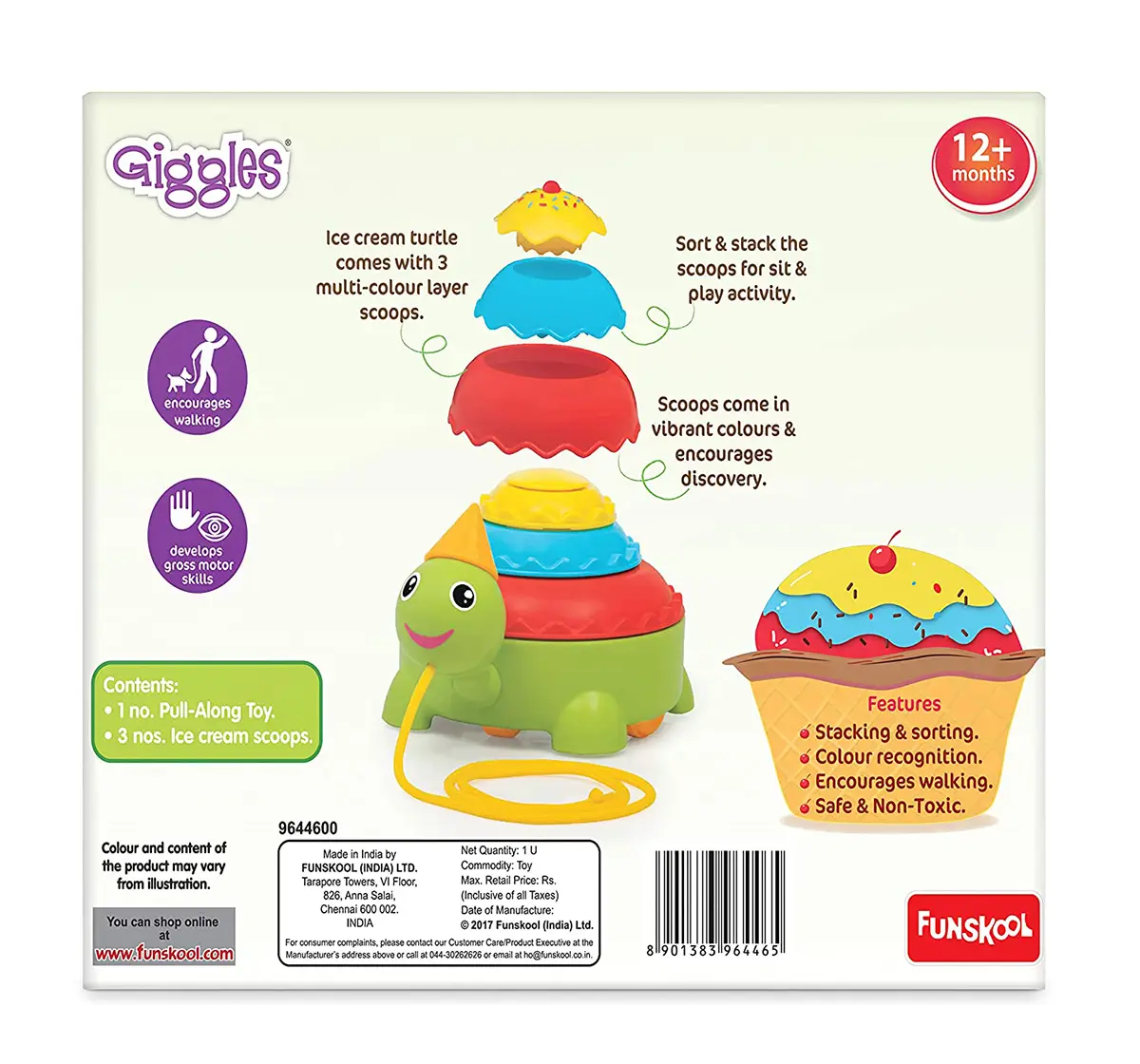 Giggles Ice Cream Turtle Early Learner Toys for Kids age 12M+ 