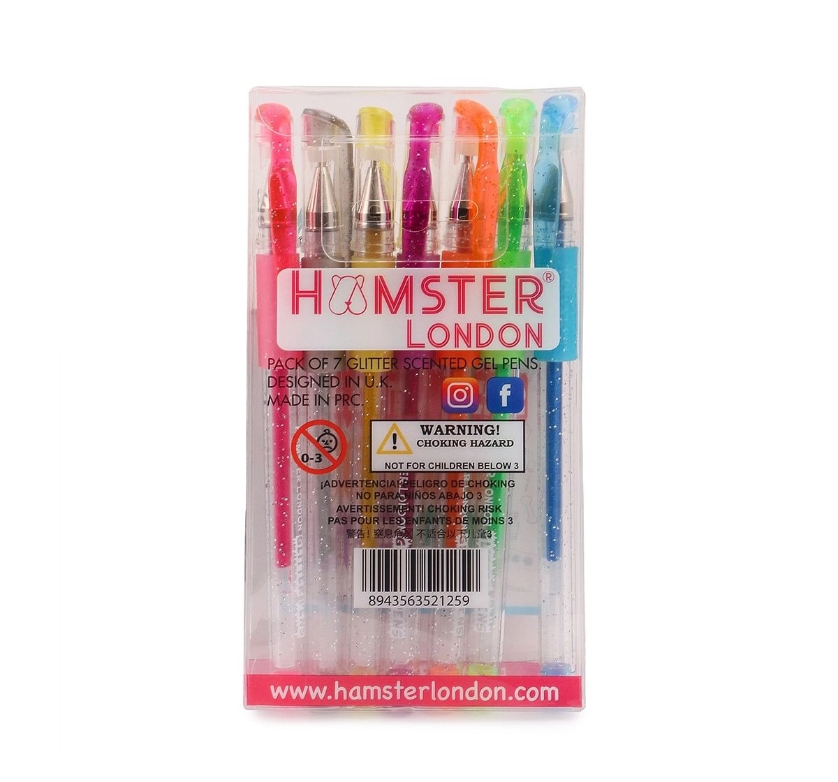 Hamster London Glitter Pens Set of 7 for Kids age 3Y+ 