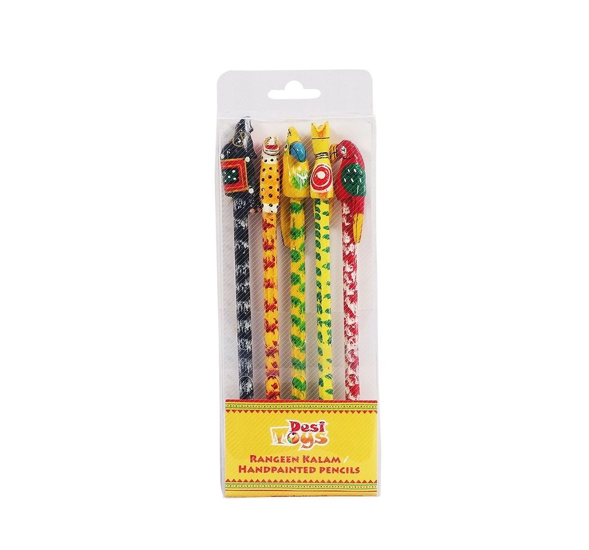 Desi Toys Handpainted Pencil Pack of 5 School Stationery for Kids age 5Y+ 