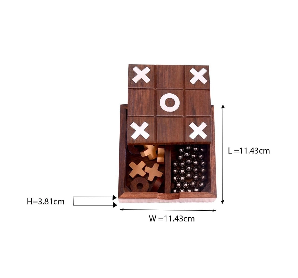 Desi Toys 2 In 1 Solitaire & Tic Tac Toe Game In Wood, Phuli Gola Aur Buddhijaal for Kids age 5Y+ (Brown)