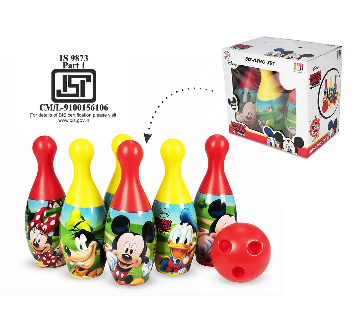 ITOYS Bowling Play Set Box Micky Mouse, Multicolour, 3Y+