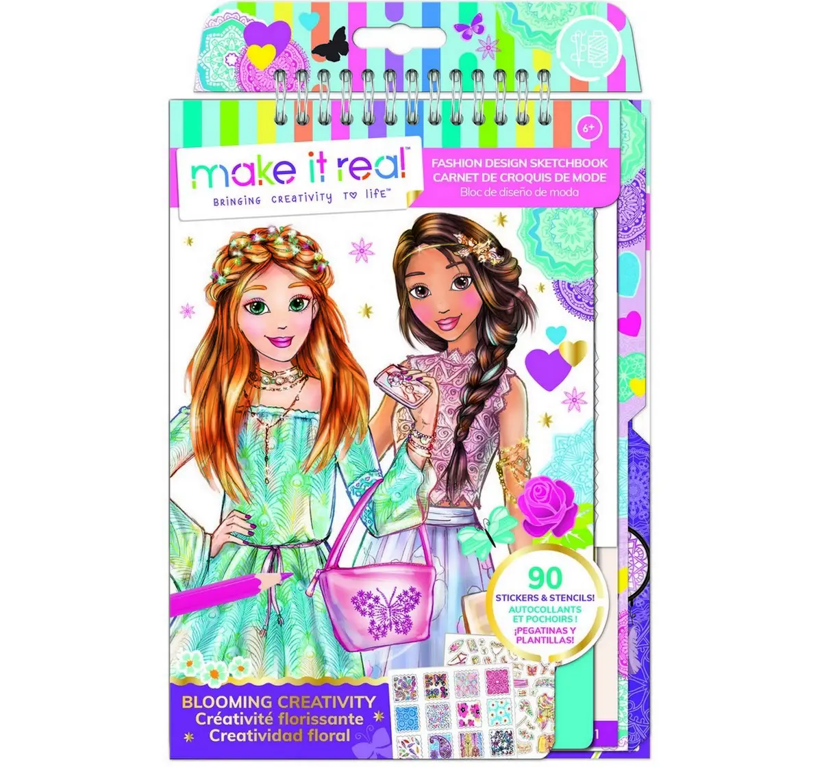 Make It Real Stationary Fashion Design Sketchbook: Blooming Creativity Multicolor 8 To 14 Years
