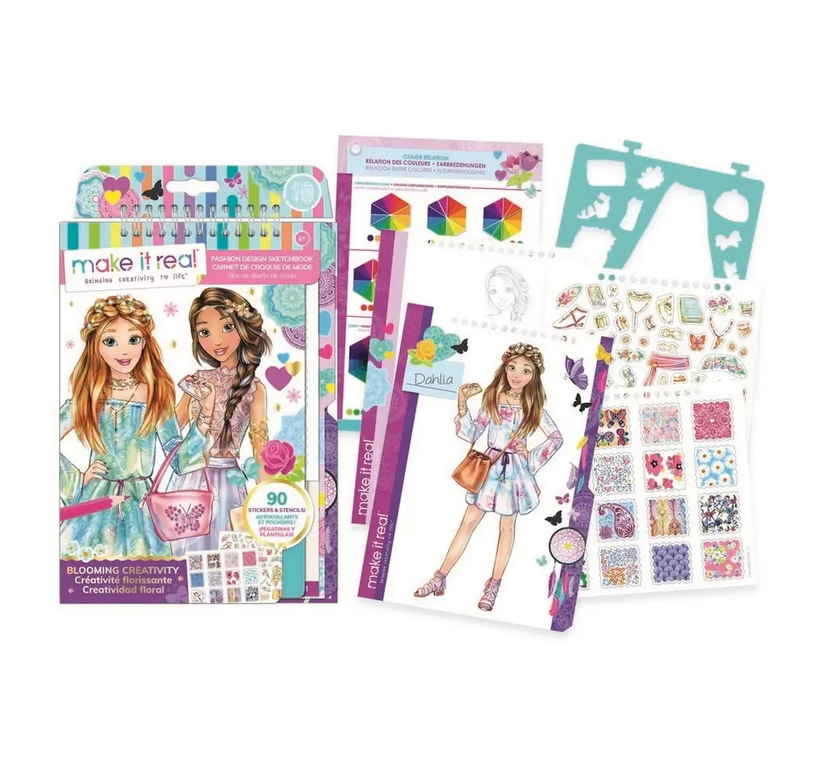 Make It Real Stationary Fashion Design Sketchbook: Blooming Creativity Multicolor 8 To 14 Years