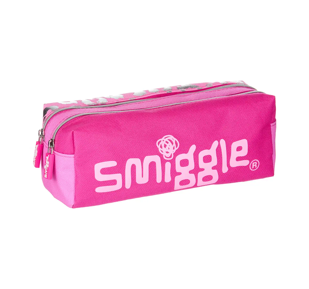 Smiggle Block Pencil Case with Two Zipped Compartments - Leopard Print Bags for Kids age 3Y+ (Pink)