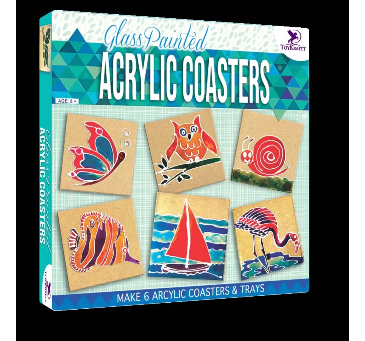 Toy Kraft Glass Painted - Acrylic Coasters, Multicolor, 8Y+