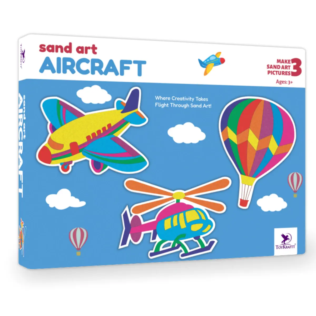 Toykraftt Sand Art Kit Aircraft Design, Peel and Stick Sand Art Maker Multicolour, 3Y+