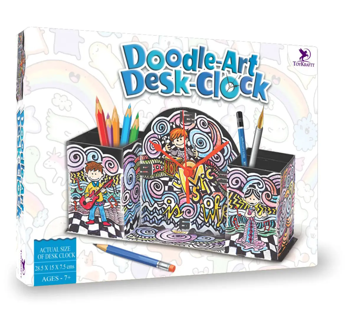 Toy Kraft Doodle Design - Desk Clock, Multicolor, 7Y+