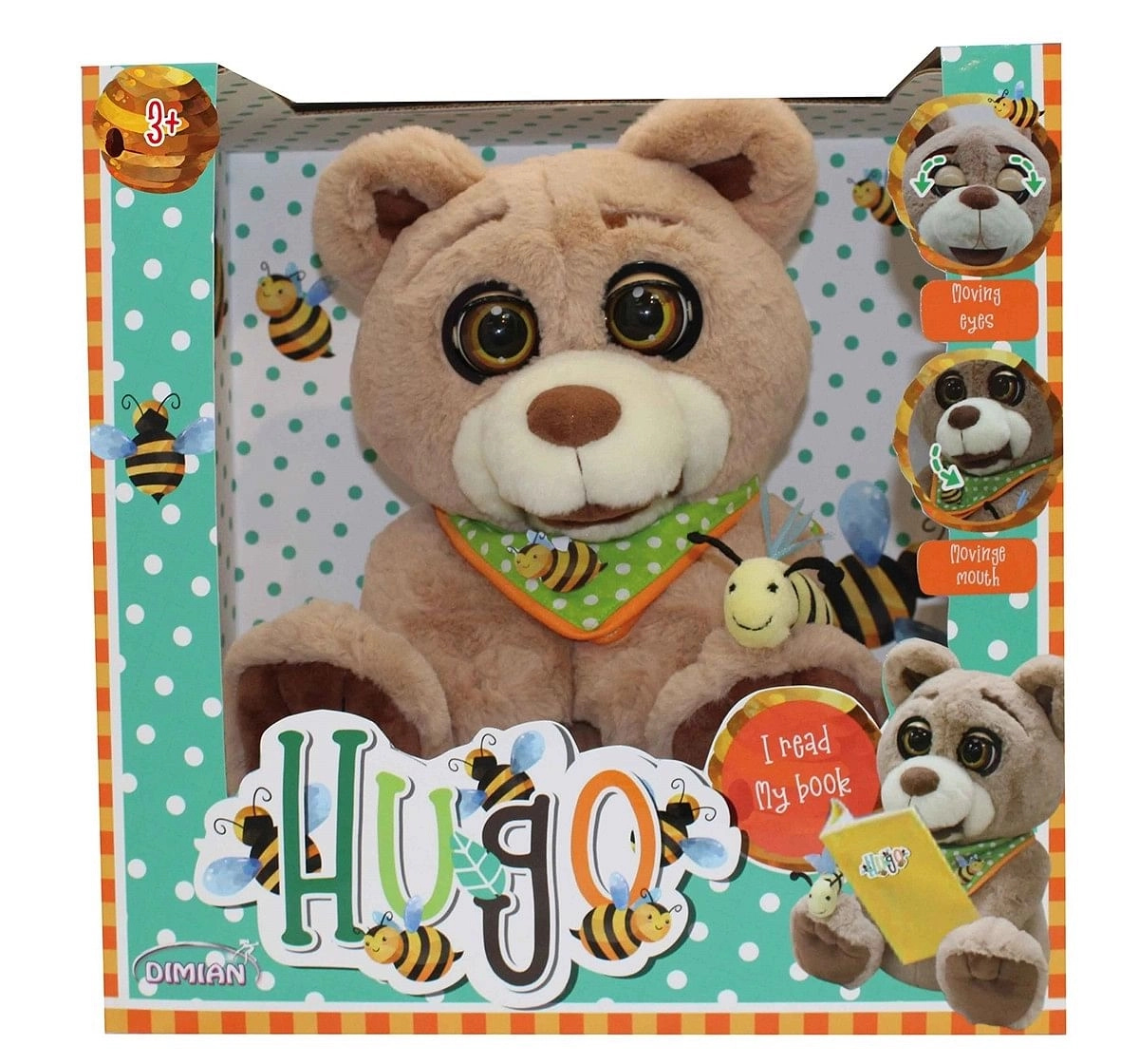 Dimian Hugo Bear Story Telling Interactive Soft Toy for Kids age 3Y+ - 42 Cm (Brown)