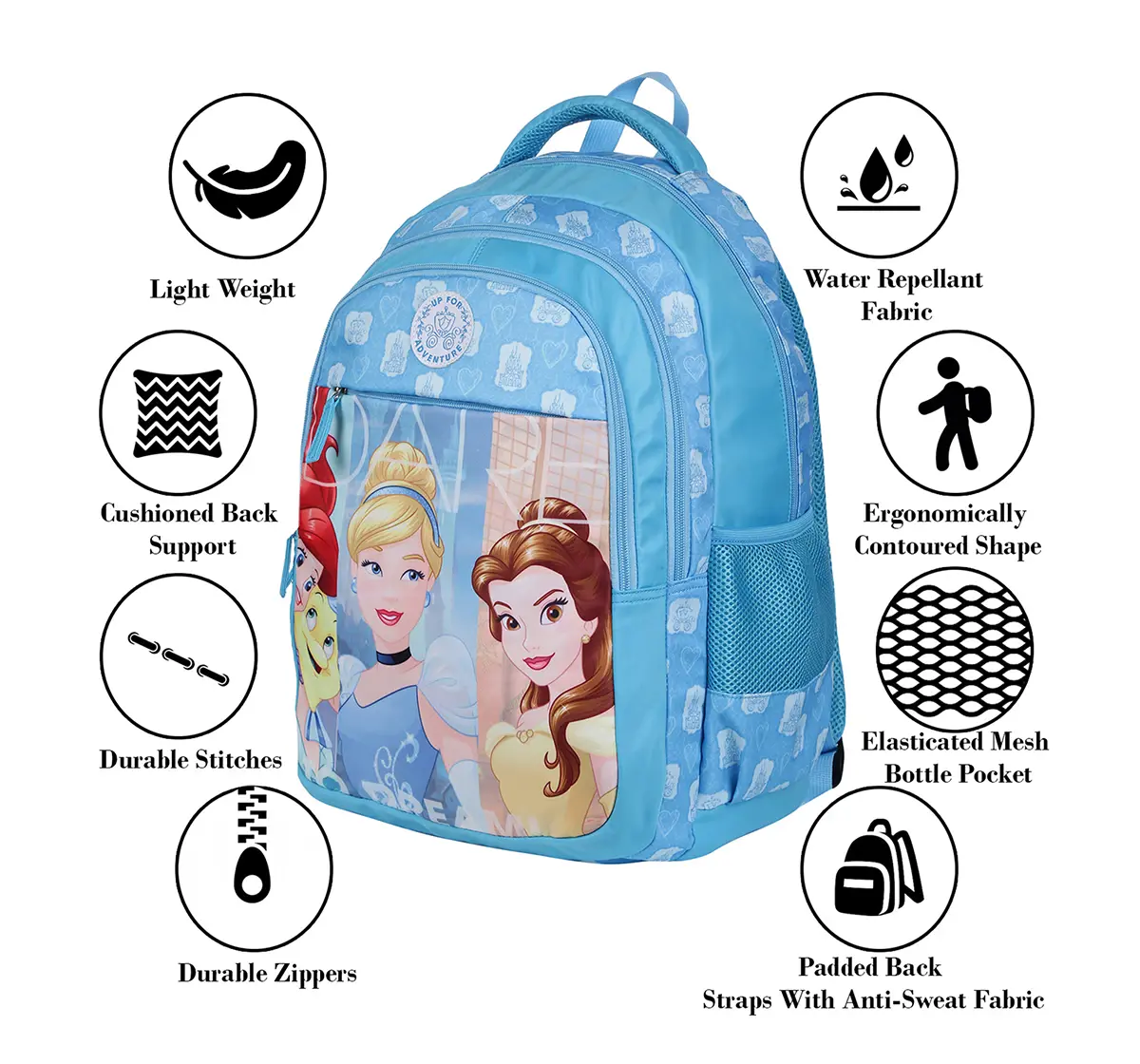 Disney Princess Adventure Blue 15" Backpack Bags for age 3Y+ 