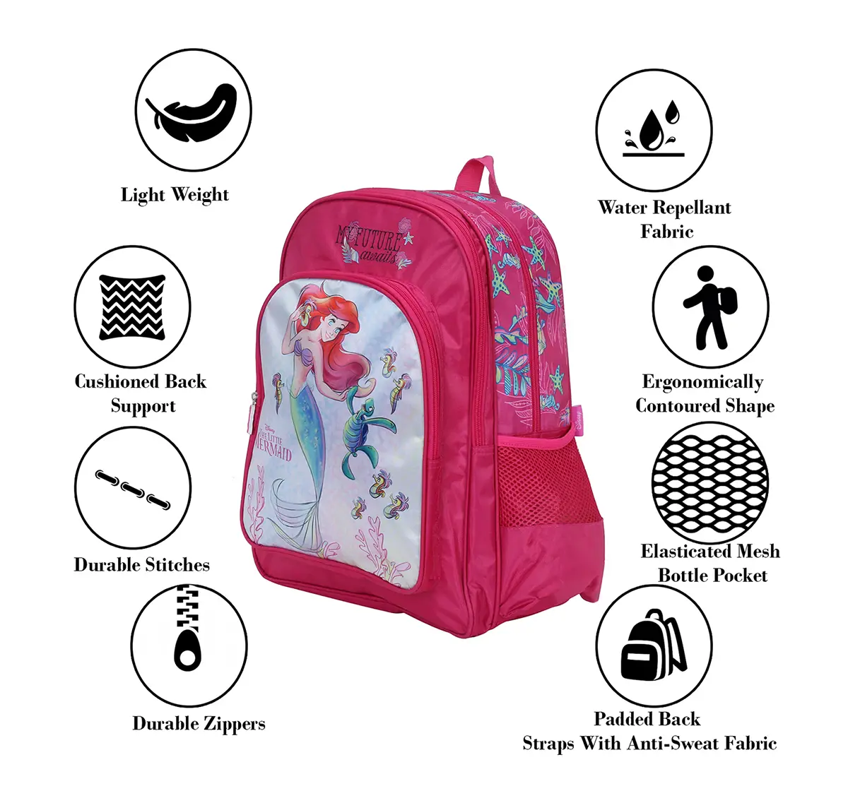 Disney Princess Sea Life 14" Backpack Bags for age 3Y+ 