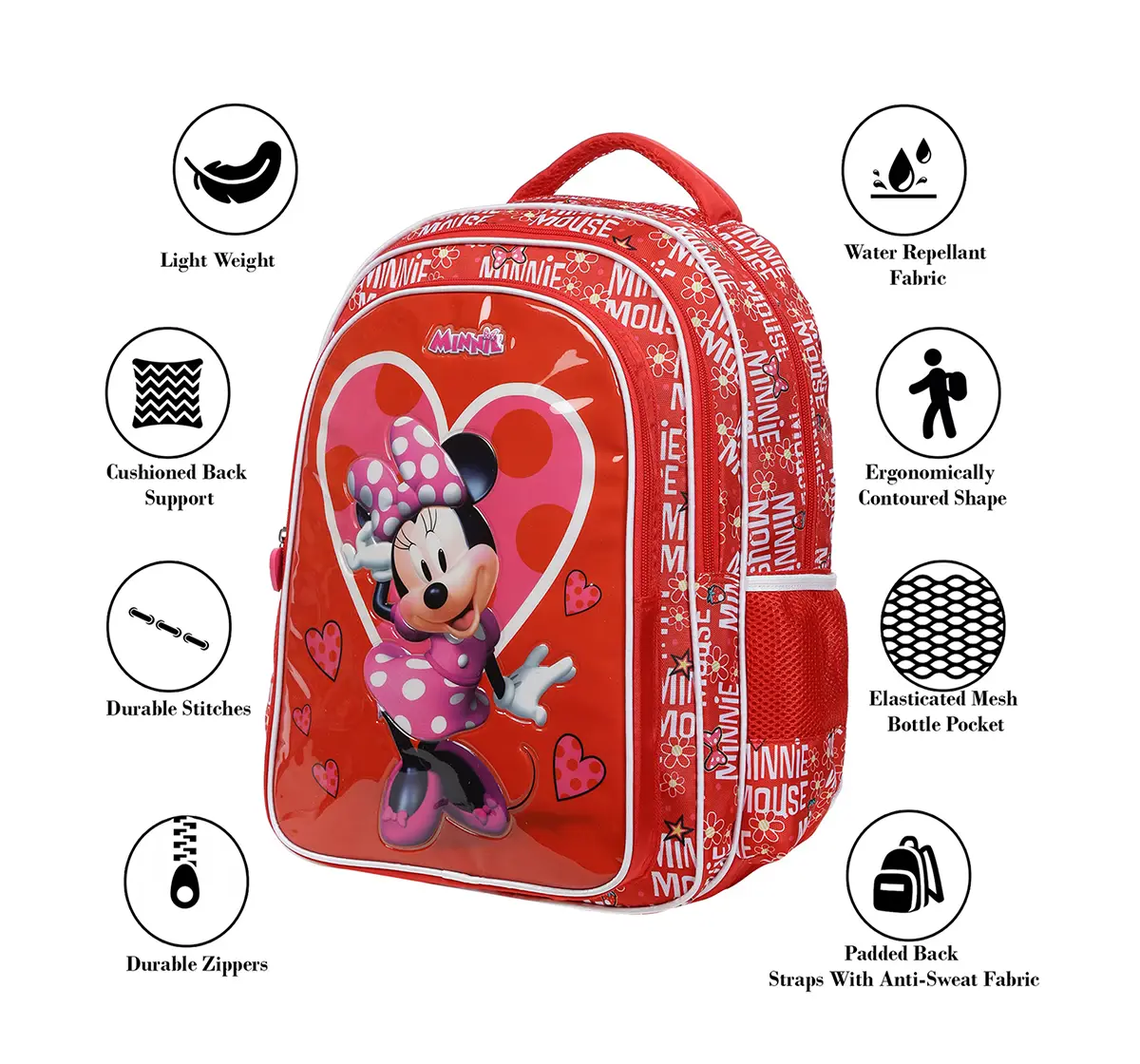 Disney Minnie Heart 16 Backpack Bags for age 3Y+ 