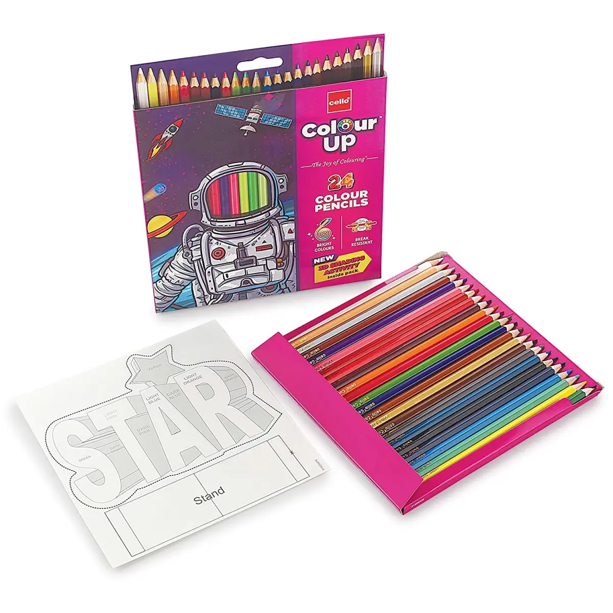 COLOURUP Colour Pencils, Bright and Strong Colours Pencils, Non-Toxic Colouring Set, Pack of 24, Multicolour, 4Y+