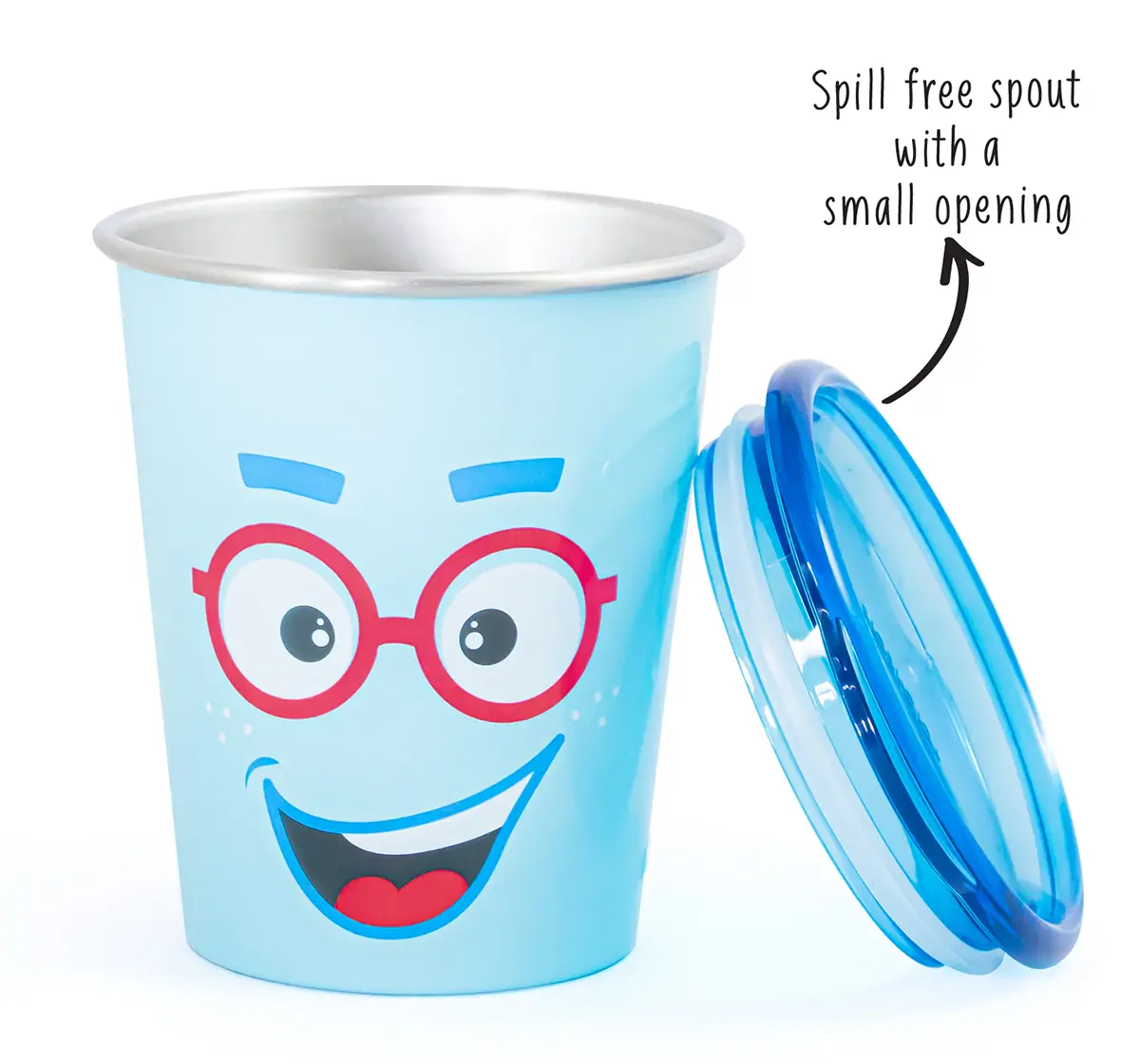 Rabitat Spill Free Stainless Steel Cup, Blue,Sparky, 5Y+