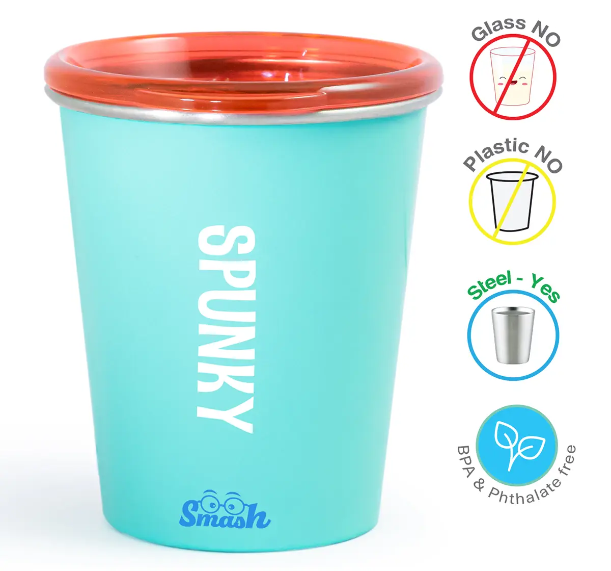 Rabitat Spill Free Stainless Steel Cup, Blue, Spunky, 5Y+