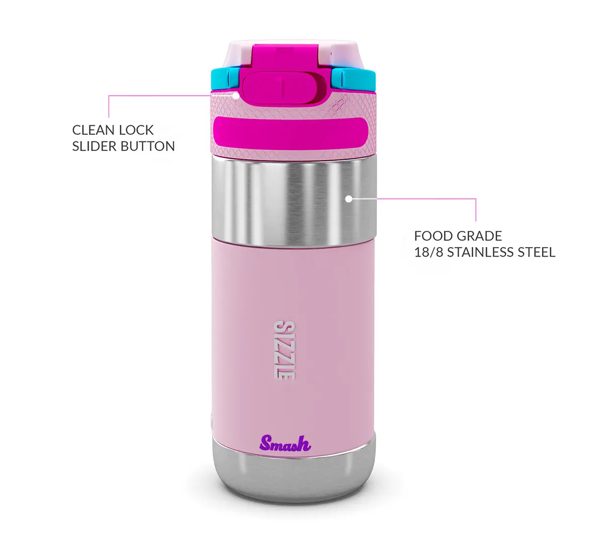 Rabitat Clean Lock Insulated Stainless Steel Sipper Water Bottle Sizzle 410 ml For Kids of Age 4Y+, Multicolour