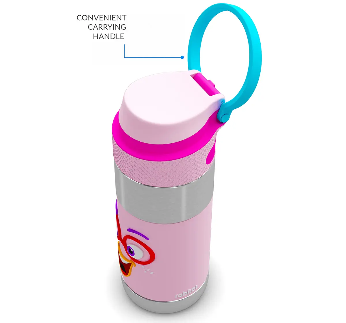 Rabitat Clean Lock Insulated Stainless Steel Sipper Water Bottle Sizzle 410 ml For Kids of Age 4Y+, Multicolour