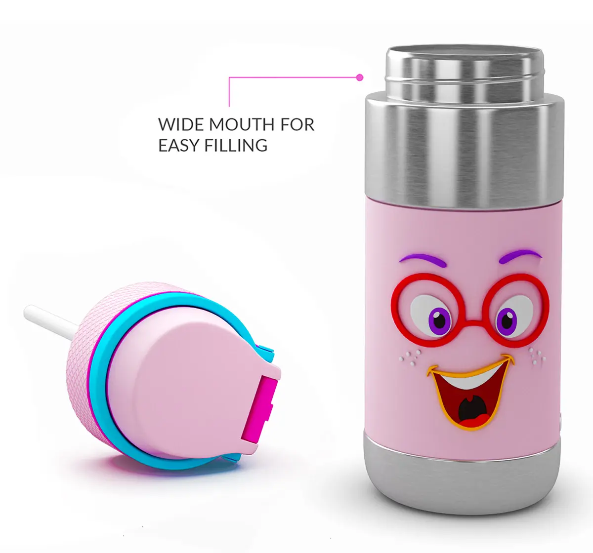 Rabitat Clean Lock Insulated Stainless Steel Sipper Water Bottle Sizzle 410 ml For Kids of Age 4Y+, Multicolour