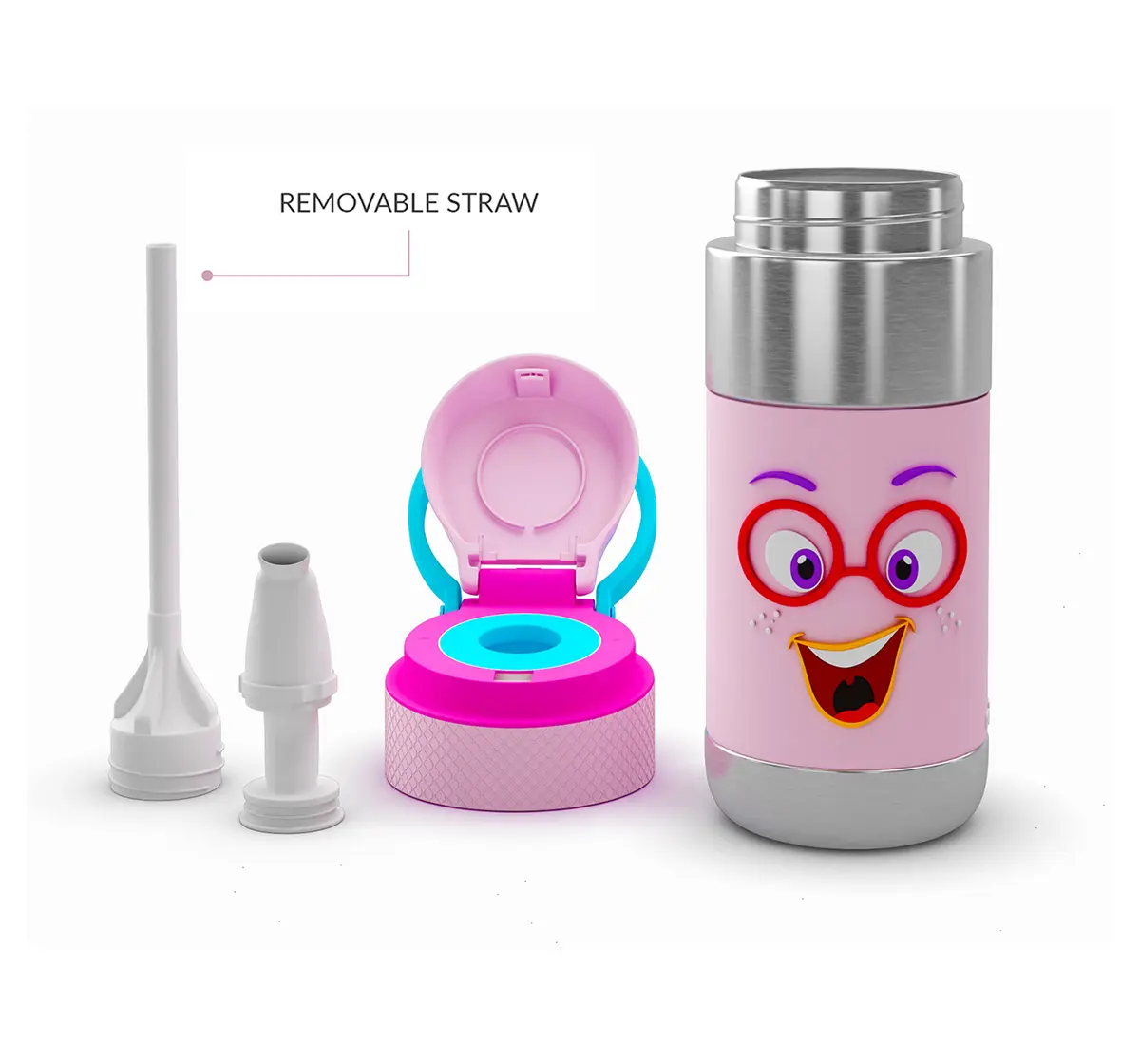 Rabitat Clean Lock Insulated Stainless Steel Sipper Water Bottle Sizzle 410 ml For Kids of Age 4Y+, Multicolour