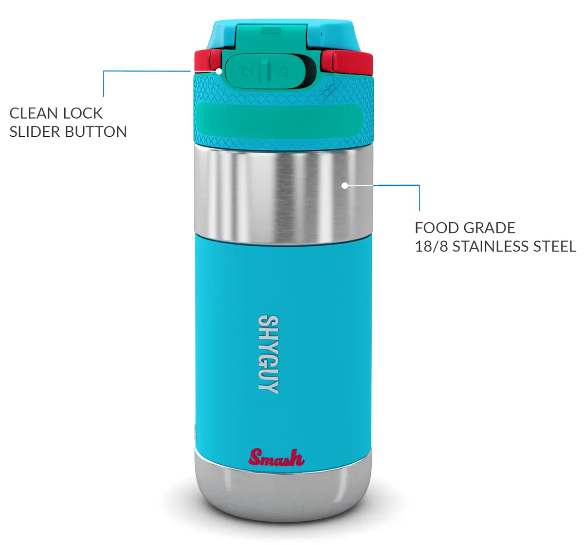 Rabitat Clean Lock Insulated Stainless Steel Sipper Water Bottle Shyguy 410 ml For Kids of Age 4Y+, Multicolour