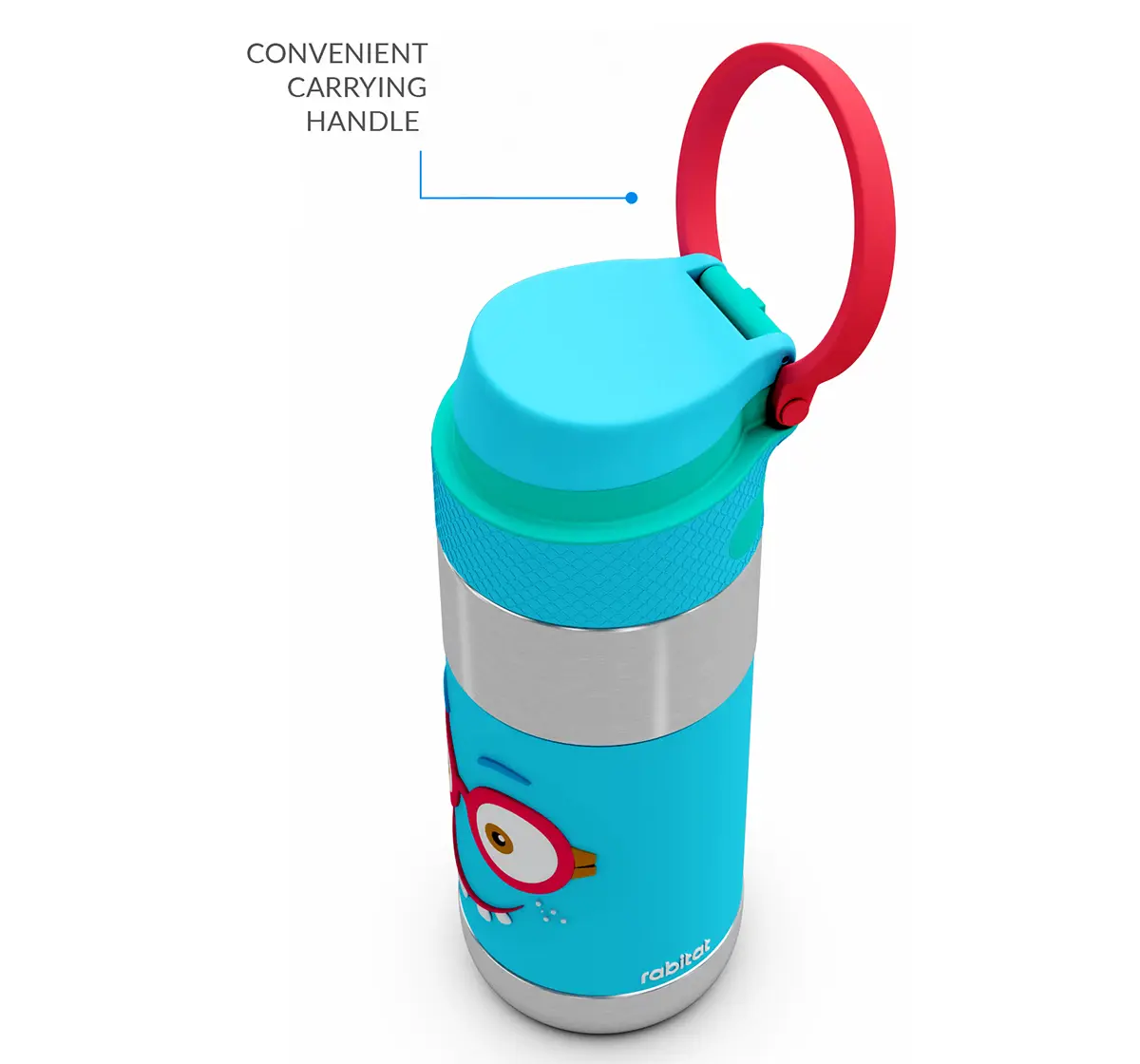 Rabitat Clean Lock Insulated Stainless Steel Sipper Water Bottle Shyguy 410 ml For Kids of Age 4Y+, Multicolour