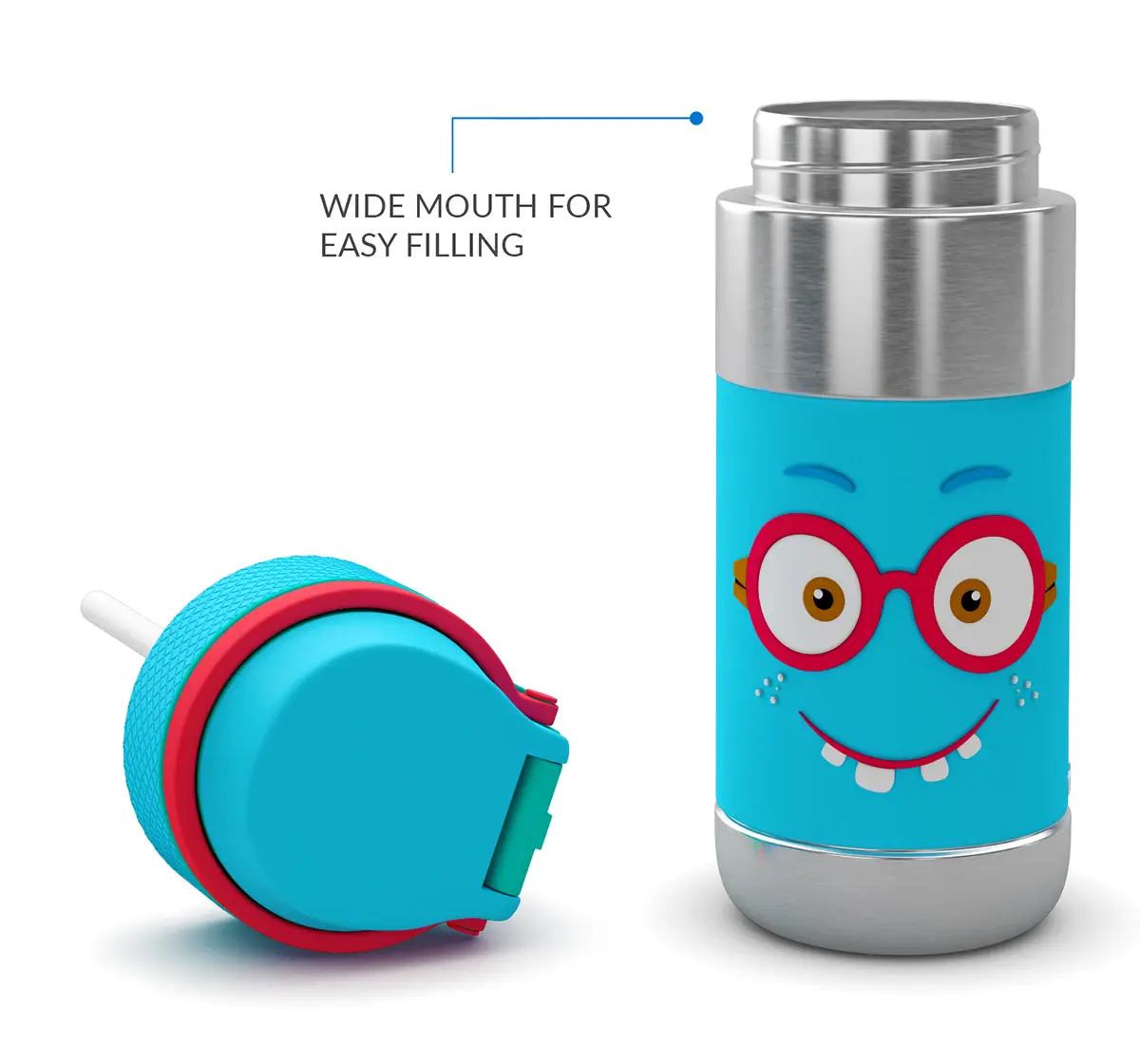 Rabitat Clean Lock Insulated Stainless Steel Sipper Water Bottle Shyguy 410 ml For Kids of Age 4Y+, Multicolour