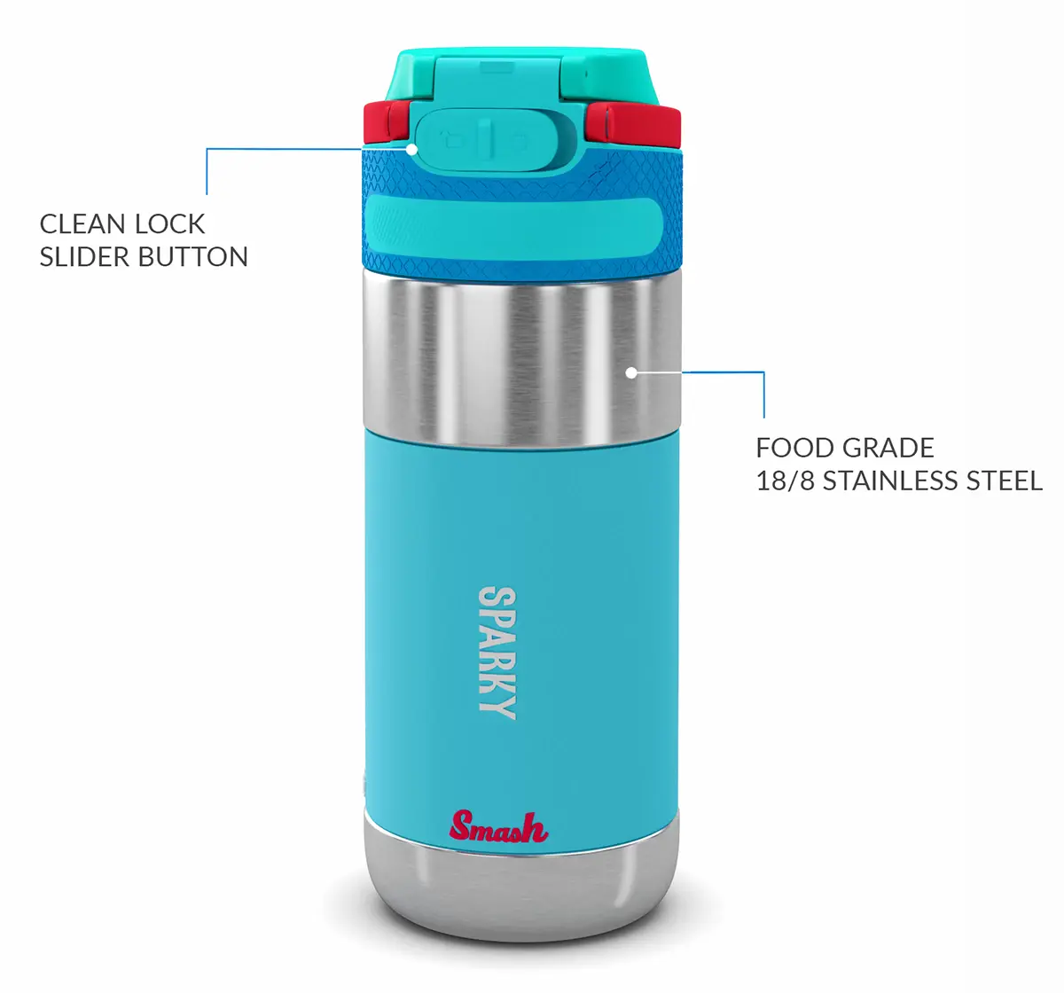 Rabitat Clean Lock Insulated Stainless Steel Sipper Water Bottle Sparky 410 ml For Kids of Age 4Y+, Multicolour
