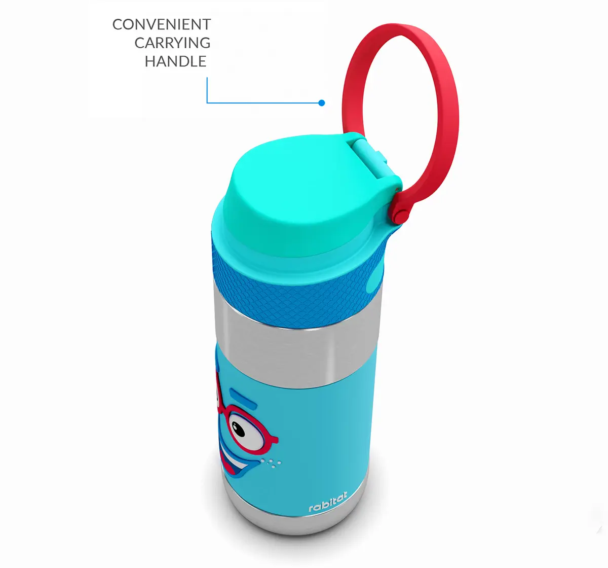 Rabitat Clean Lock Insulated Stainless Steel Sipper Water Bottle Sparky 410 ml For Kids of Age 4Y+, Multicolour