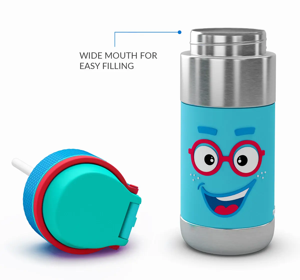Rabitat Clean Lock Insulated Stainless Steel Sipper Water Bottle Sparky 410 ml For Kids of Age 4Y+, Multicolour