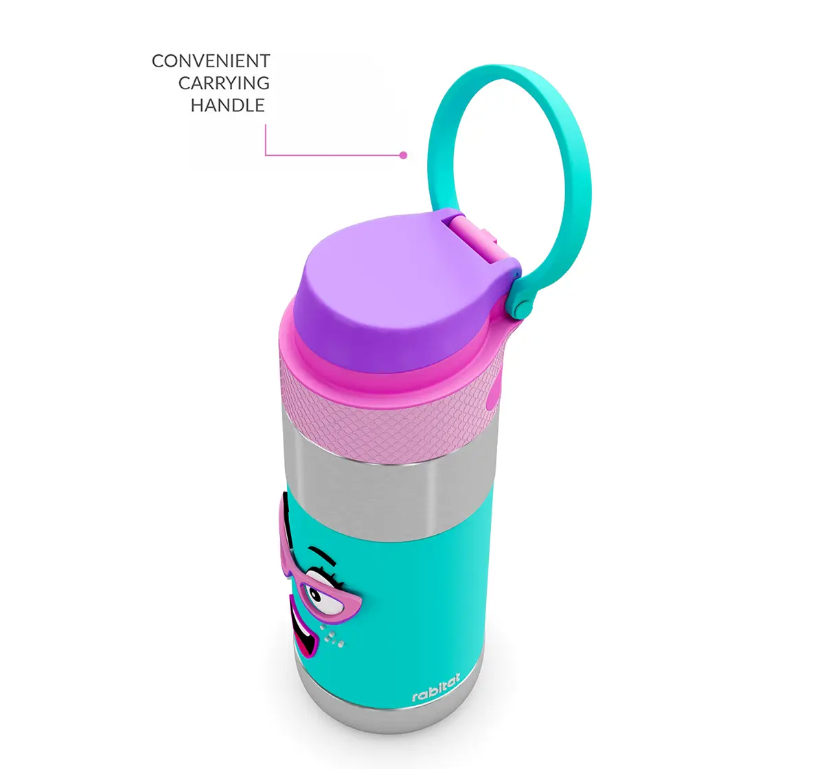 Rabitat Clean Lock Insulated Stainless Steel Sipper Water Bottle Chatter Box 410 ml For Kids of Age 4Y+, Multicolour