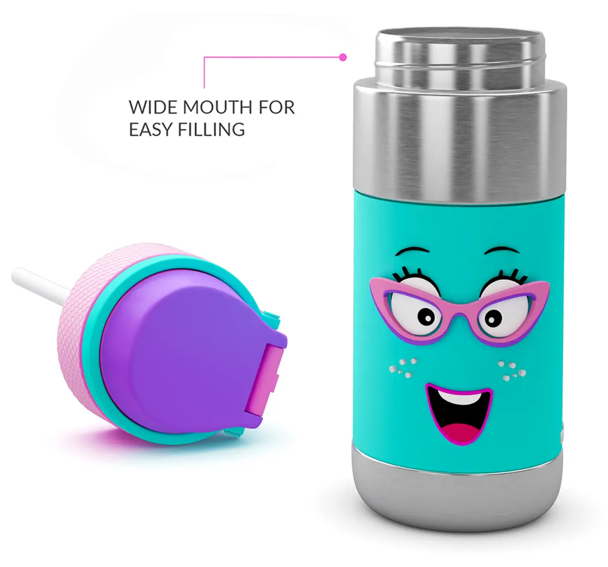 Rabitat Clean Lock Insulated Stainless Steel Sipper Water Bottle Chatter Box 410 ml For Kids of Age 4Y+, Multicolour