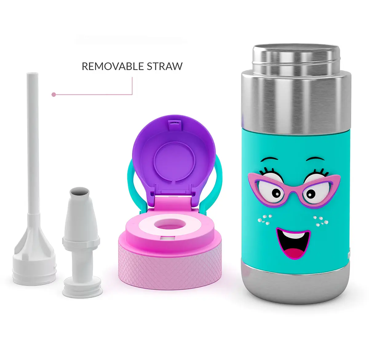 Rabitat Clean Lock Insulated Stainless Steel Sipper Water Bottle Chatter Box 410 ml For Kids of Age 4Y+, Multicolour