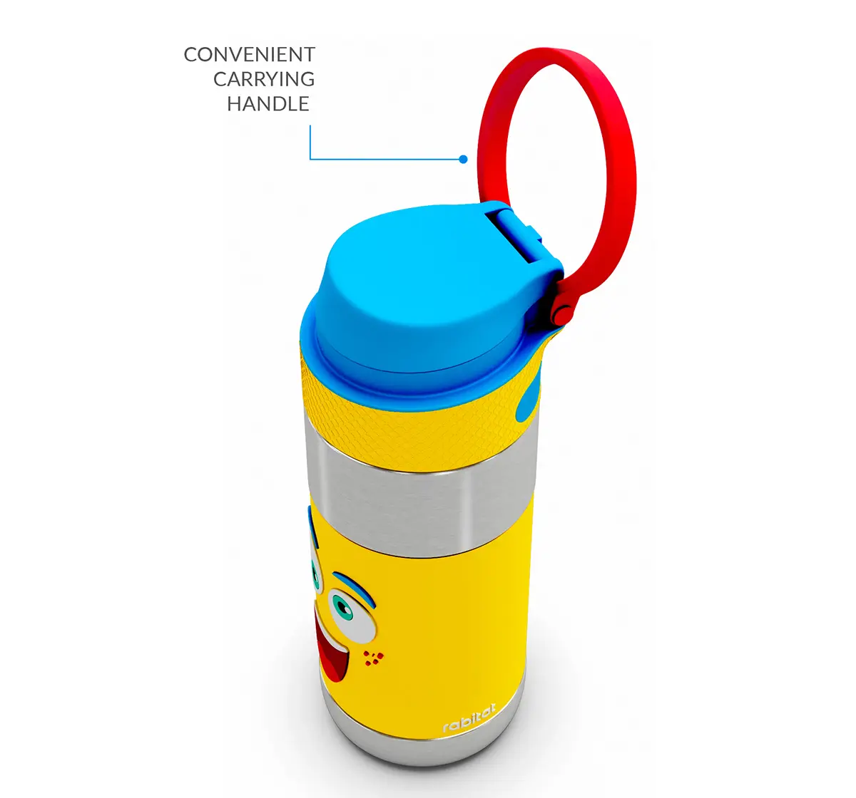 Rabitat Clean Lock Insulated Stainless Steel Sipper Water Bottle Mad Eye 410 ml For Kids of Age 4Y+, Multicolour