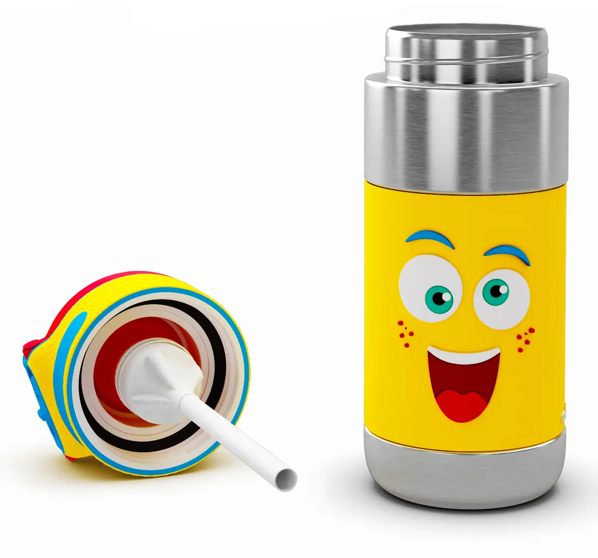 Rabitat Clean Lock Insulated Stainless Steel Sipper Water Bottle Mad Eye 410 ml For Kids of Age 4Y+, Multicolour