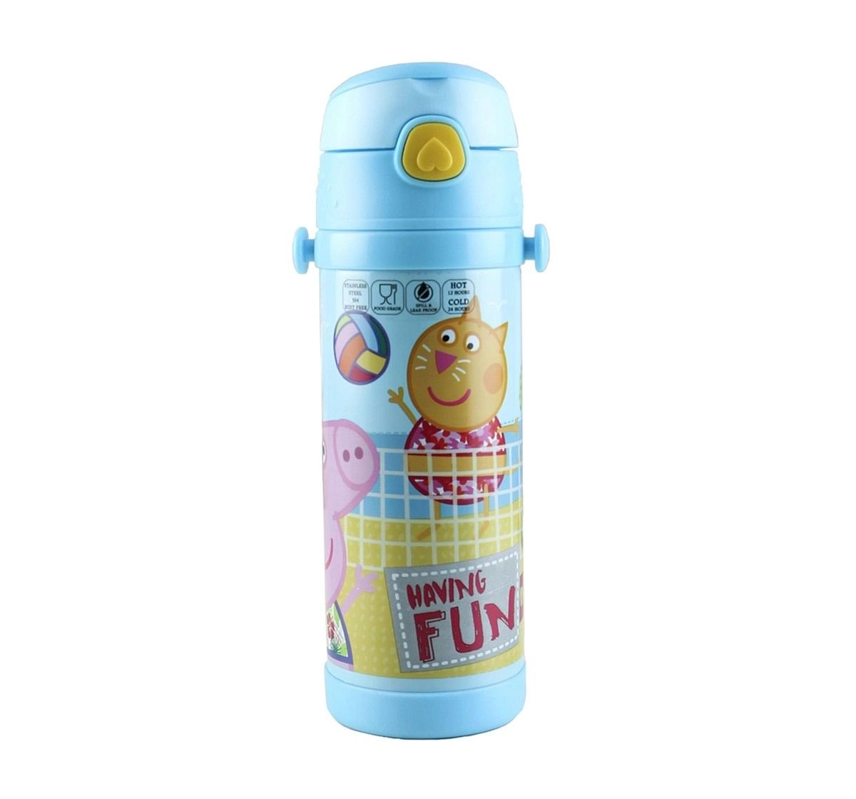 Peppa Pig Fun Steel Inner Water Bottle & Sipper for Kids age 3Y+ (Pink),350 ml