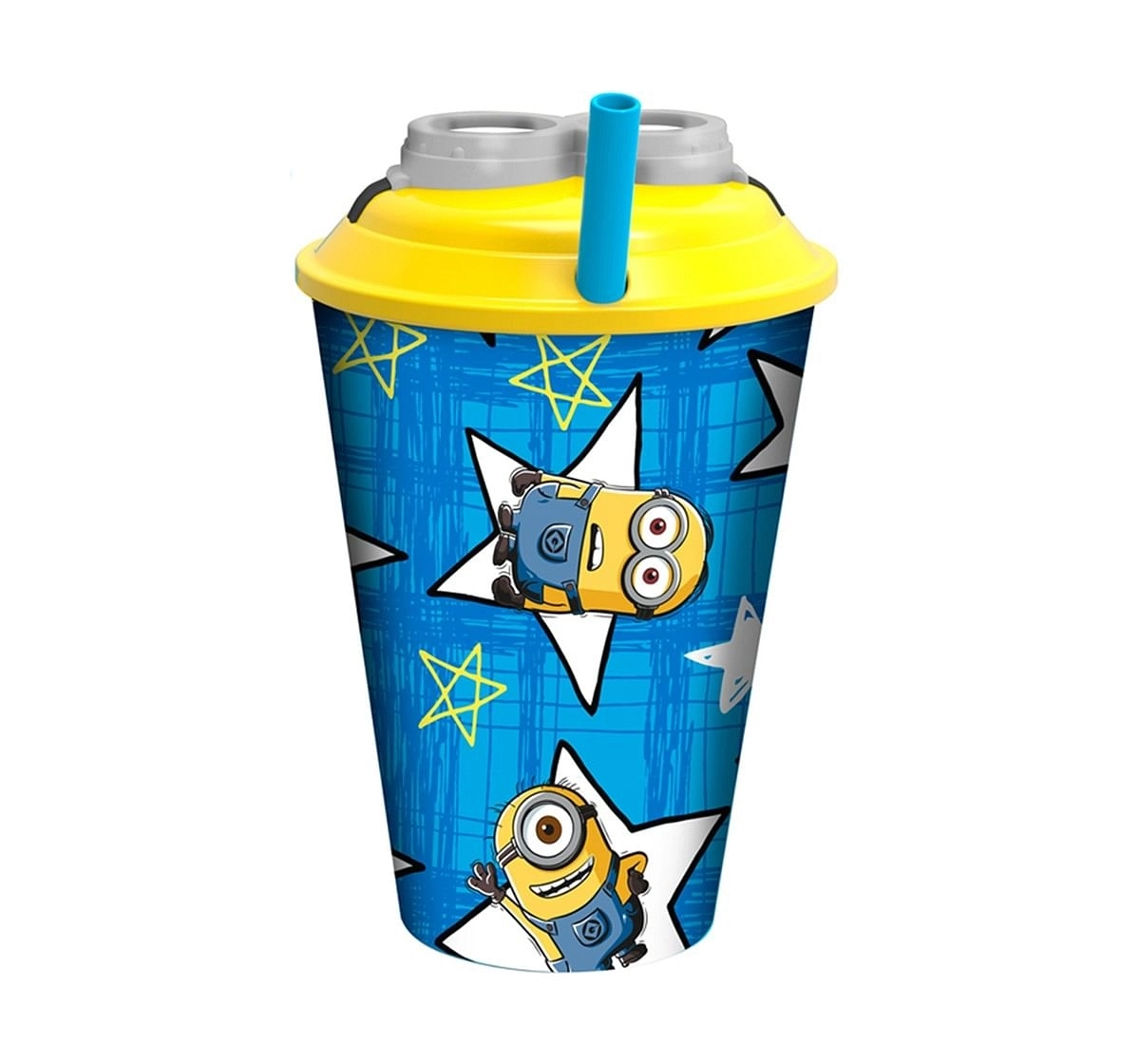 Minions Story 3D Straw Tumbler,Blue Quirky Soft Toys for Kids age 3Y+ - 18.2 Cm (Blue)
