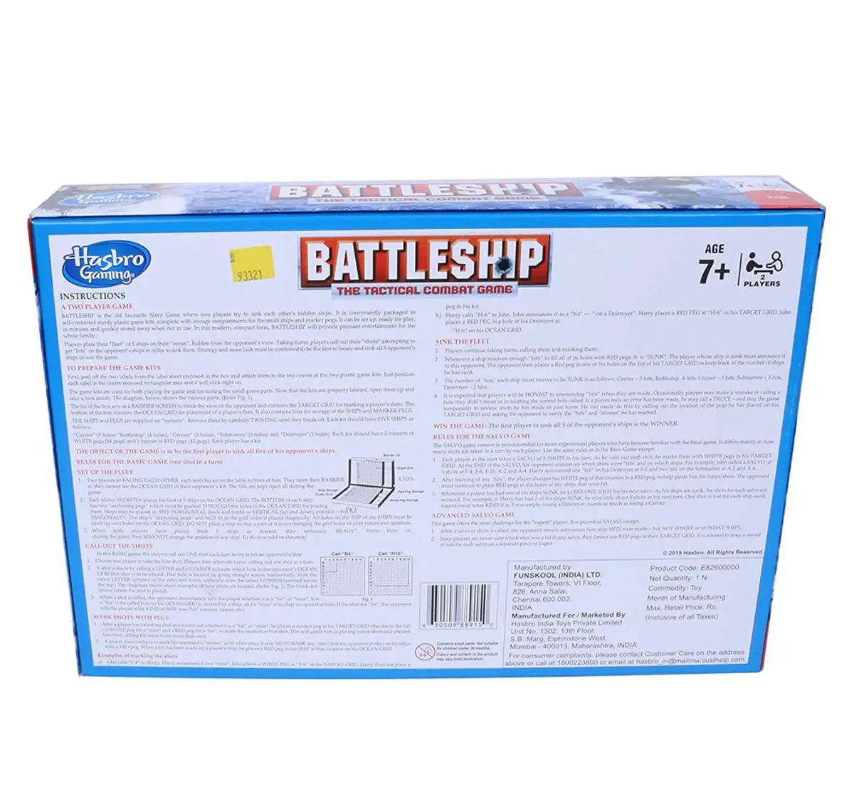 Hasbro Gaming Battleship Classic Strategy Board Game For Kids 7 Y+, Multicolour