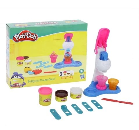 Play Doh Softy Ice Cream Swirl Playset for Kids 3Y+, Multicolour