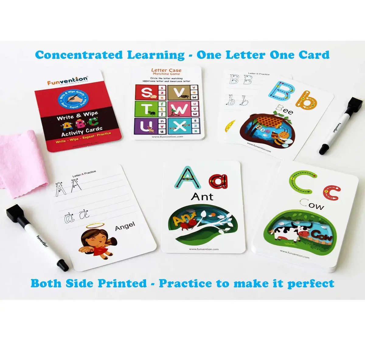 Funvention Write & Wipe Activity - Abc Alphabets Science Kits for Kids Age 3Y+