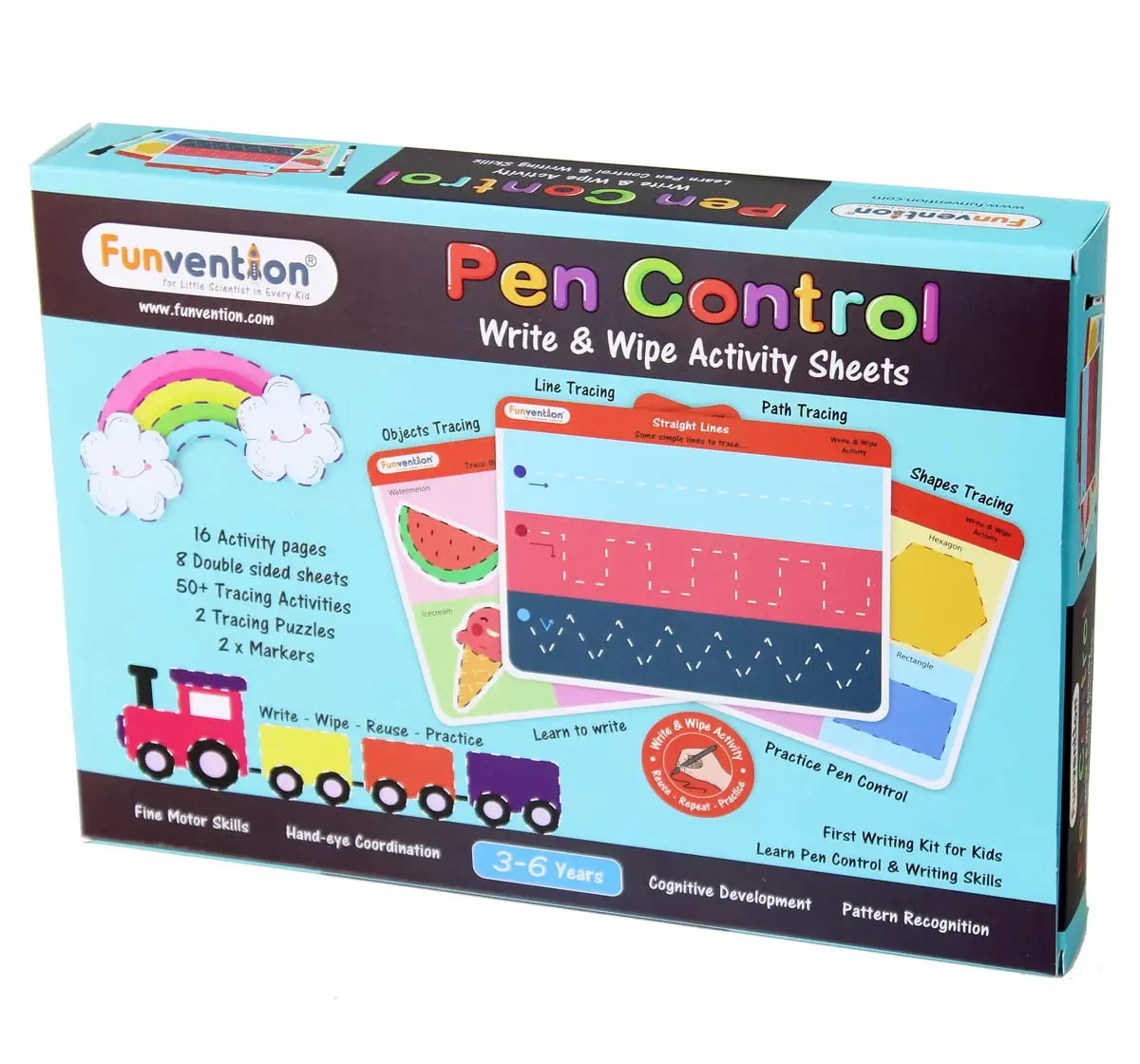 Funvention Write & Wipe Activity - Pen Control Science Kits for Kids Age 3Y+