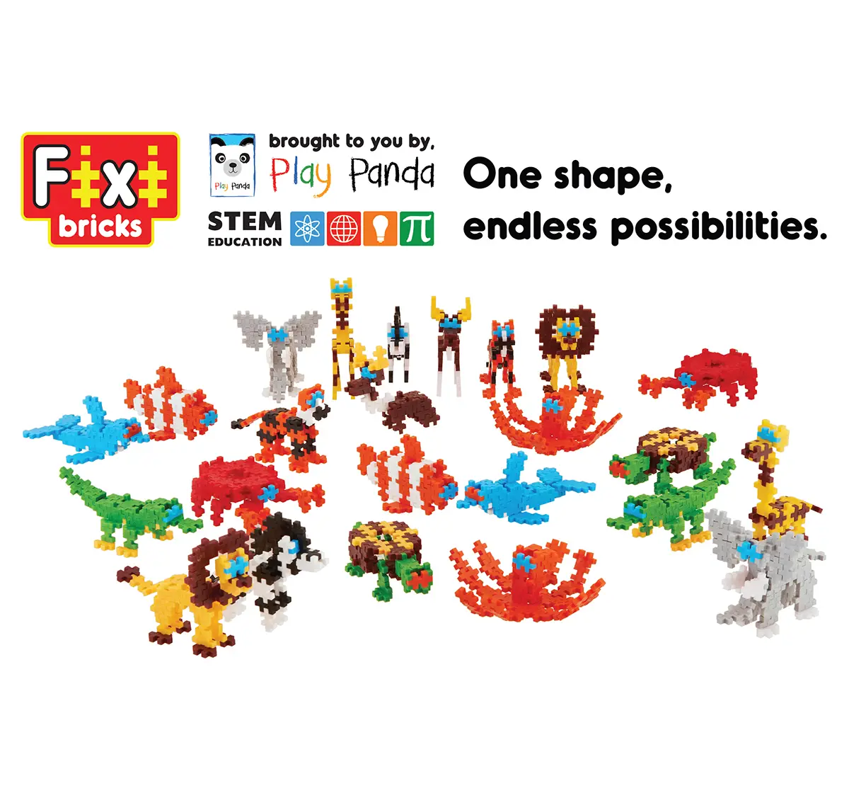 Play Panda Fixi Puzzle Jungle Set 1 - 4 Make And Play Puzzles - With 240 Pcs And Detailed Assembly Instructions - Small Parts (Age 6-99 Years) Puzzles for Kids Age 6Y+