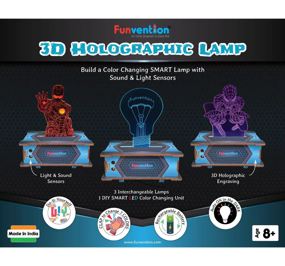 Funvention Superheroes 3D Holographic 3 In 1 Smart Lamp , 8Y+