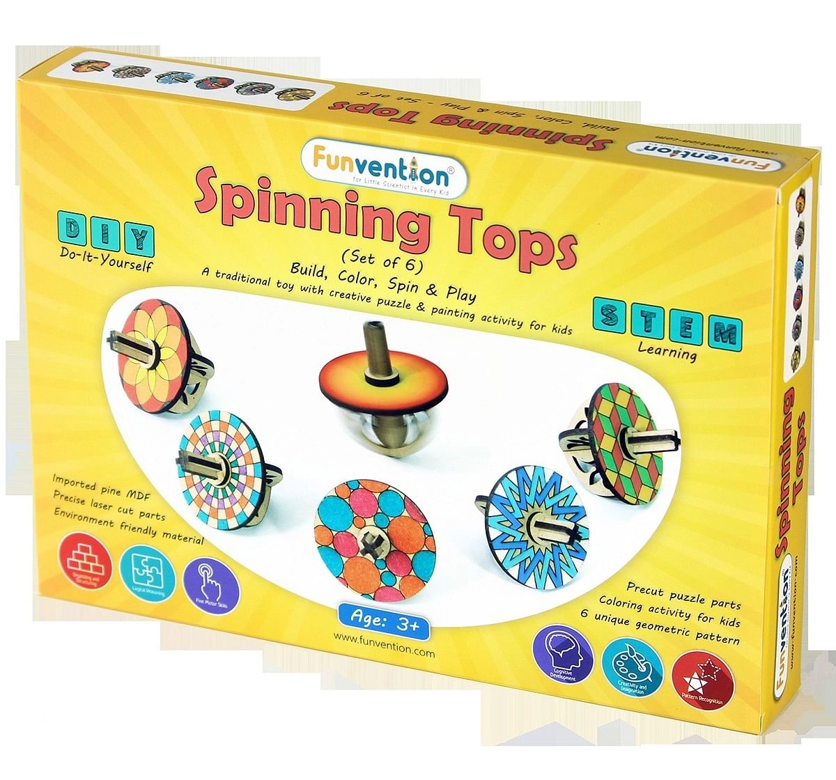 Funvention  DIY Spinning Top Kits Solar System STEM for Kids age 3Y+ 