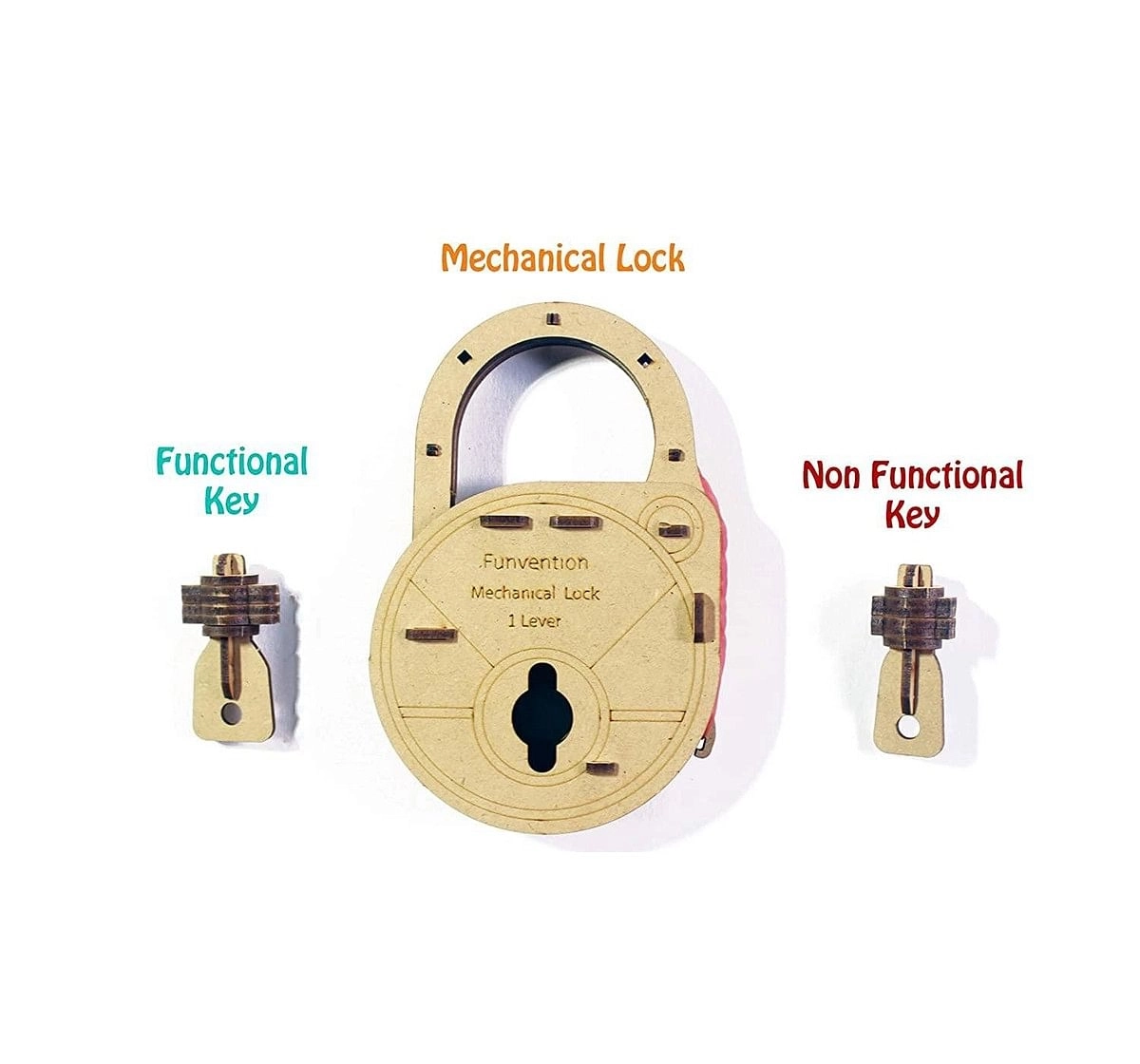Funvention  DIY Mechanical Lock with Key STEM for Kids age 5Y+ 