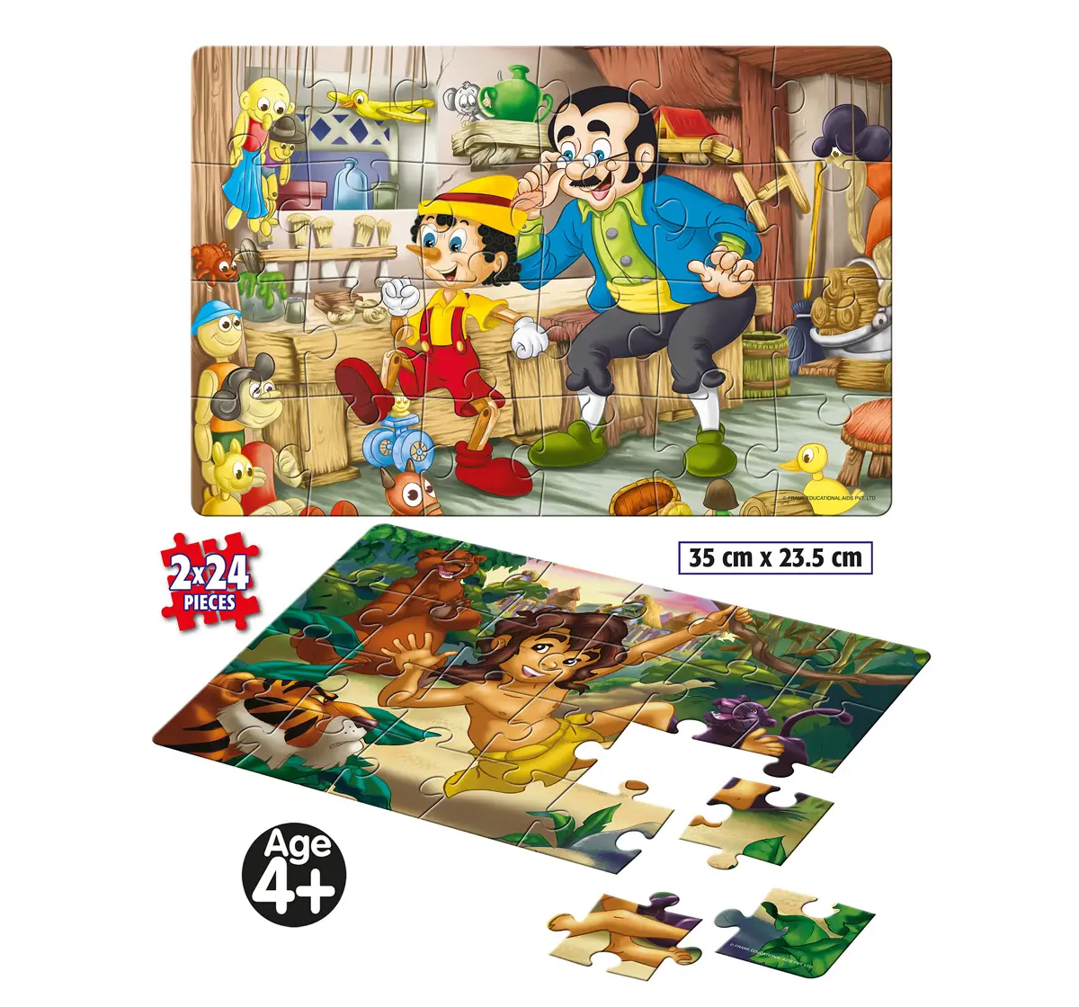 Frank Pinocchio And The Jungle Book Floor Puzzles Multicolor 4Y+