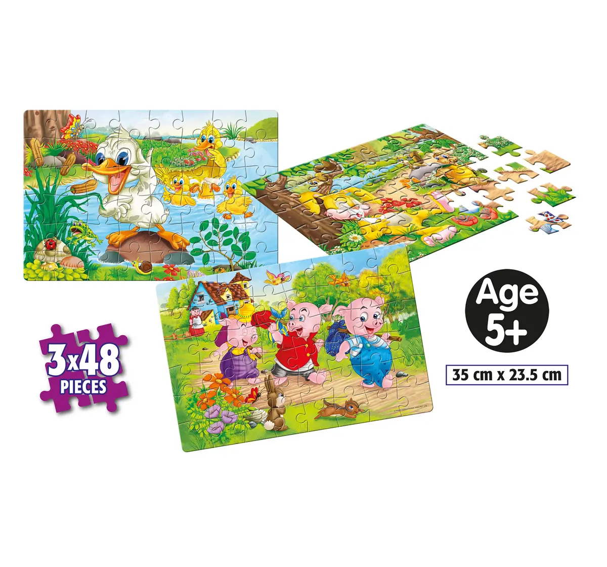 Frank The Hare Little Pigs Ugly Duckling Floor Puzzles Multicolor 5Y+