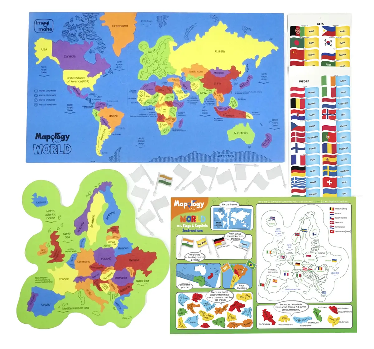 Imagimake Mapology World India Flags for Kids, 5Y+(Multicolor)