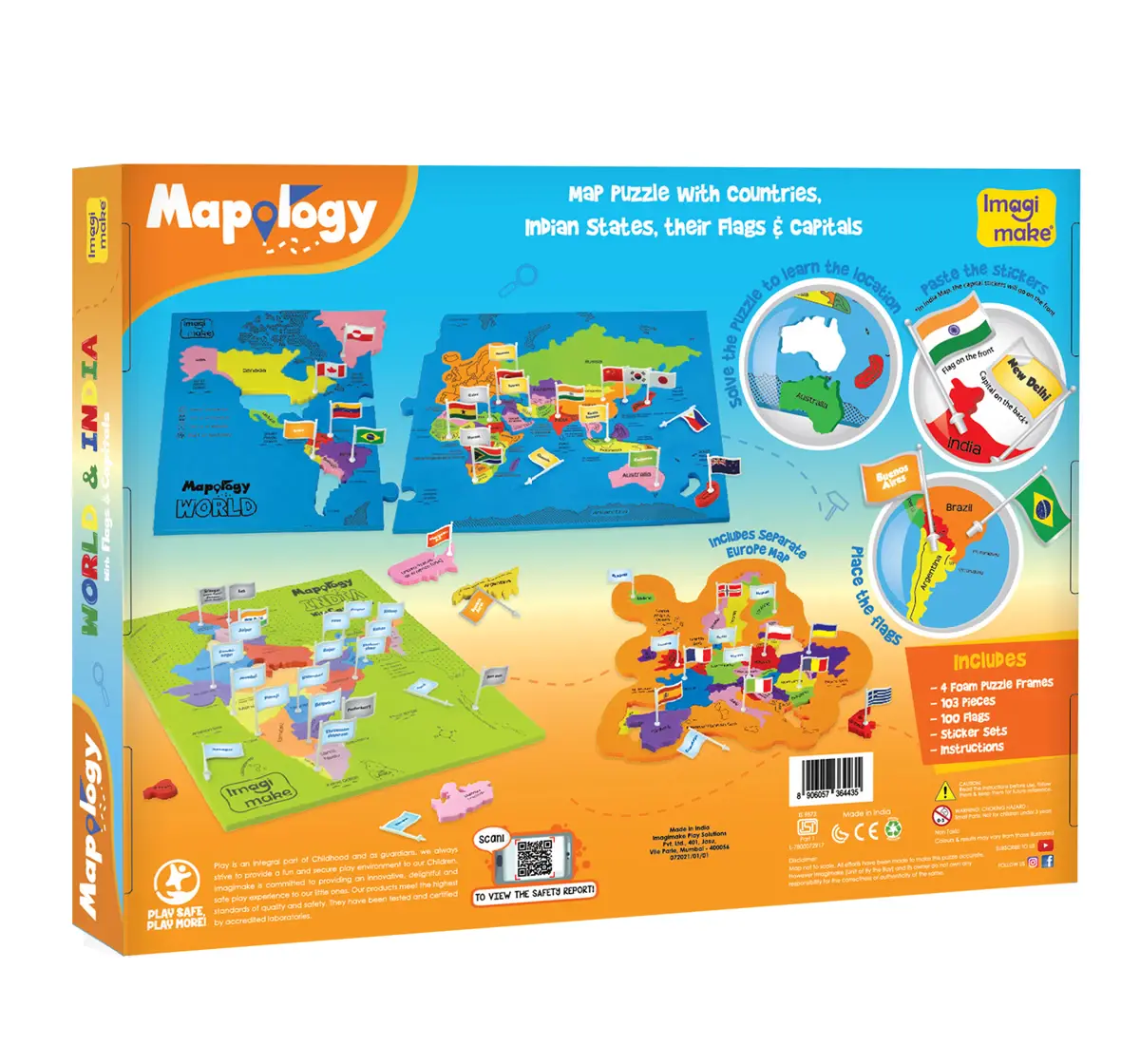 Imagimake Mapology World India Flags for Kids, 5Y+(Multicolor)
