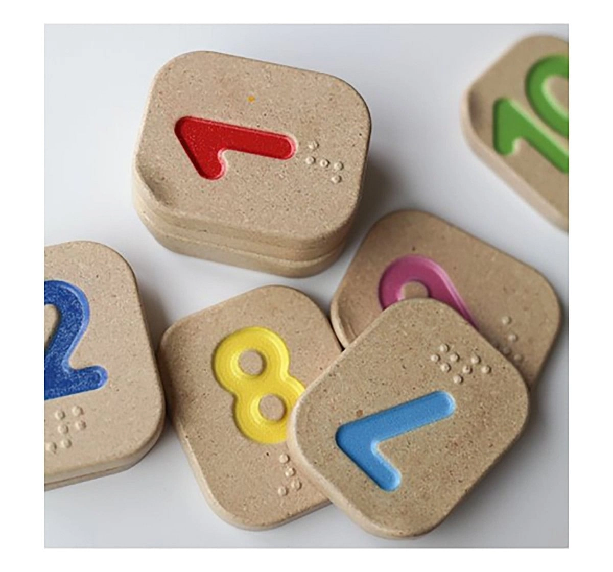 Plan Toys-Braille Numbers 1 - 10  Wooden Toys for Kids age 3Y+ 